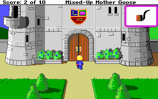 Mixed-Up Mother Goose (DOS) screenshot: Visit the castle (EGA/Tandy/MCGA)