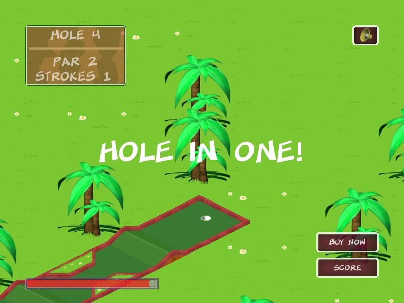 Garden Golf (Windows) screenshot: A hole in one on hole 4.
