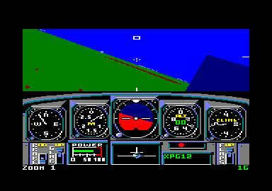 Chuck Yeager's Advanced Flight Simulator (Amstrad CPC) screenshot: In the intro flight