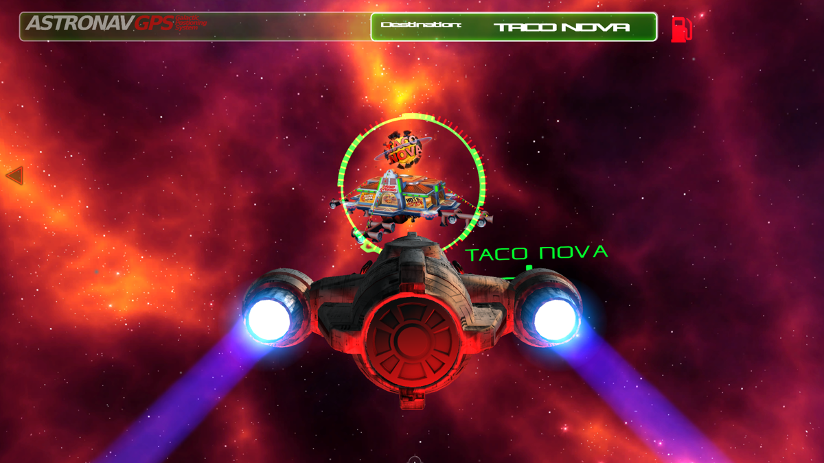 SpaceVenture (Windows) screenshot: Flying to Taco Nova