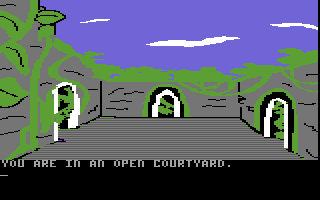 Amazon (Commodore 64) screenshot: Courtyard.