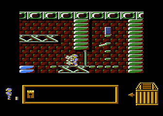 Adax (Atari 8-bit) screenshot: Kickin' an alien soldier