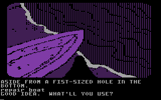 Amazon (Commodore 64) screenshot: Boat.