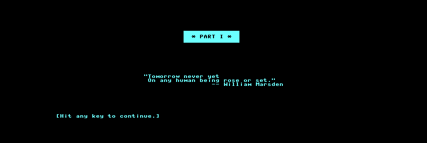 A Mind Forever Voyaging (Commodore 128) screenshot: Game start