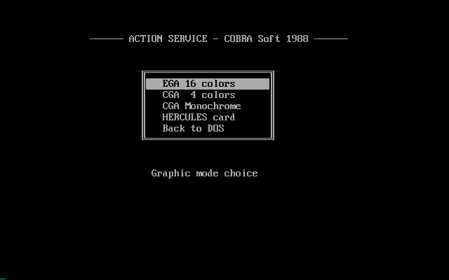Combat Course (DOS) screenshot: Choosing the graphics.