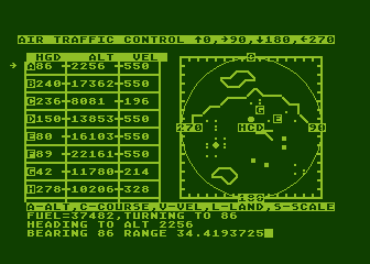 Controller (Atari 8-bit) screenshot: 100 mile radar sweep