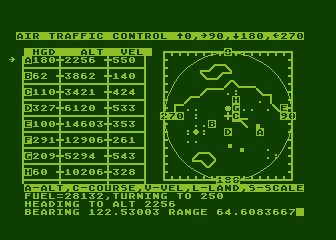 Controller (Atari 8-bit) screenshot: Bring plane A around for approach