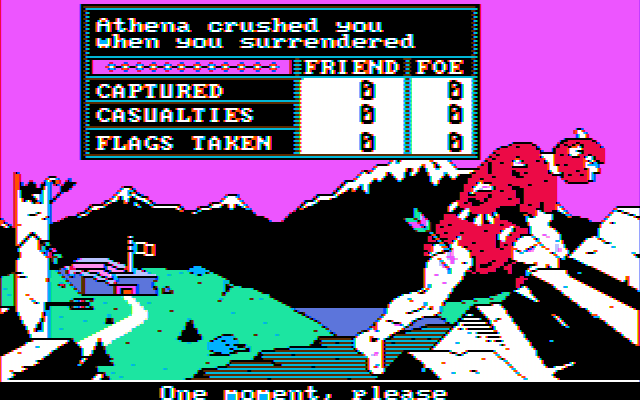 The Ancient Art of War (DOS) screenshot: I surrender! (CGA w/Composite Monitor)