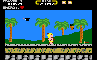 Thunder Boy (Amiga) screenshot: Reached the open landscape and found a throwing axe.