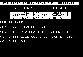 Ringside Seat (Apple II) screenshot: Title screen