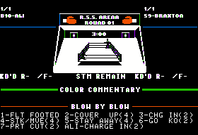 Ringside Seat (Apple II) screenshot: Selecting the strategy for the round