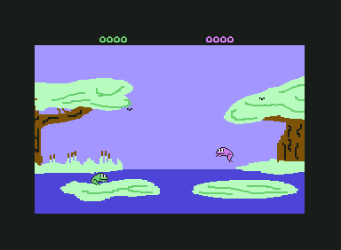 Frogs and Flies 64 (Commodore 64) screenshot: Starting the game