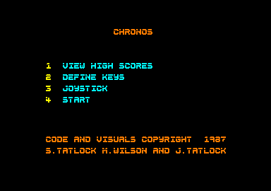 Chronos: A Tapestry of Time (Amstrad CPC) screenshot: Title screen