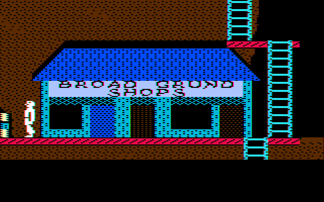 Below the Root (PC Booter) screenshot: I see Broad Ground Shops. What things will this store offer? (CGA w/Composite Monitor)