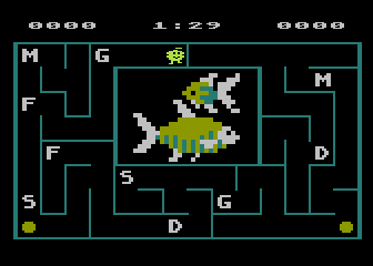 Alphabet Zoo (Atari 8-bit) screenshot: Getting nothing but F's :(