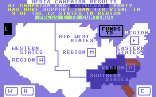 Election Trail (Commodore 64) screenshot: The computers turn