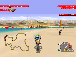 Moto Racer (PlayStation) screenshot: The Sea of Sand