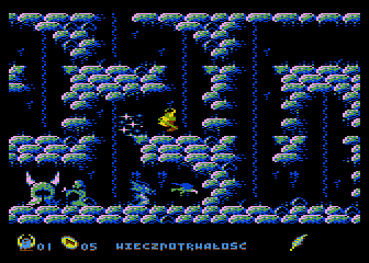 Vicky (Atari 8-bit) screenshot: Axeing a ruffian