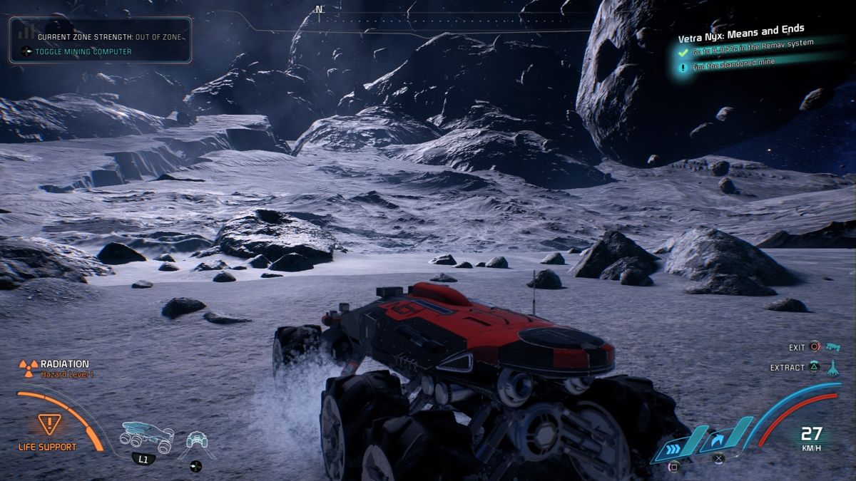 Mass Effect: Andromeda (PlayStation 4) screenshot: Traversing the irradiated asteroid