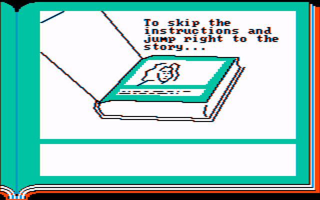 Gamma Force in Pit of a Thousand Screams (PC Booter) screenshot: There's instructions to show you how to read an Infocomic. (CGA w/Composite Monitor)