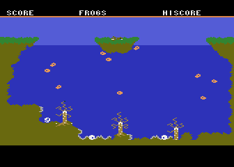 Savage Pond (Atari 8-bit) screenshot: The pond with amoebas