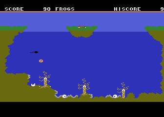 Savage Pond (Atari 8-bit) screenshot: I have eaten all but one amoeba.