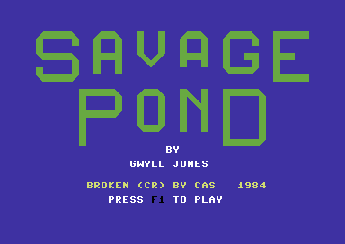 Savage Pond (Commodore 64) screenshot: Title screen (cracked version)