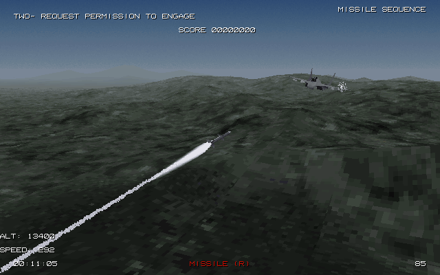 EF 2000: TACTCOM (DOS) screenshot: A missile about to hit an enemy MiG.