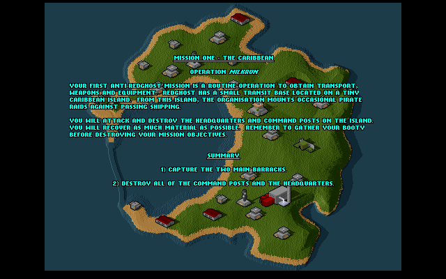 Red Ghost (DOS) screenshot: Summary of Mission 1