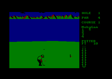 Leader Board (Amstrad CPC) screenshot: Time to putt.