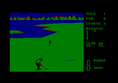 Leader Board (Amstrad CPC) screenshot: Well, I'm closer to the flag.