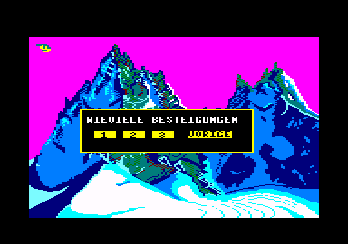 Final Assault (Amstrad CPC) screenshot: Choose a mountain (in German)