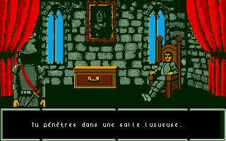 Le Labyrinthe d'Errare (Atari ST) screenshot: Encounter with Errare, the bad sorcerer.