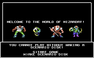 Wizardry: Proving Grounds of the Mad Overlord (Commodore 128) screenshot: Title screen