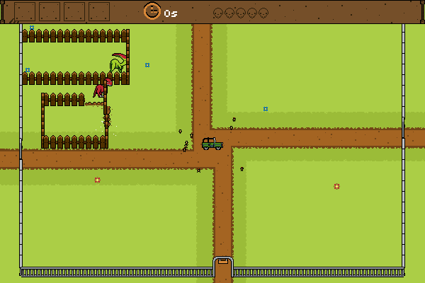 Dinosaur Zookeeper (Browser) screenshot: The visitors arrive just when the velociraptor escapes.