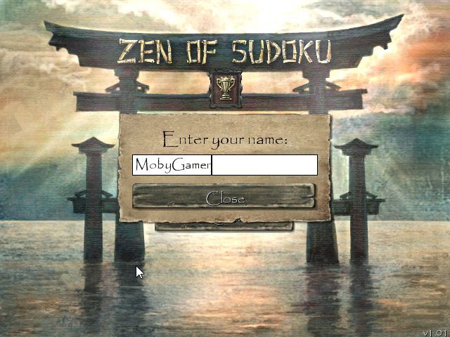 Zen of Sudoku (Windows) screenshot: Entering the player identity at the start of a game