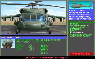 Gunship 2000 (DOS) screenshot: Blackhawk (MCGA/VGA)
