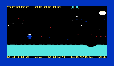 Crater Raider (VIC-20) screenshot: You must cross the crater filled landscape.
