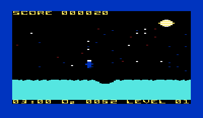 Crater Raider (VIC-20) screenshot: Jump to get across the craters.