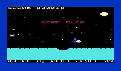 Crater Raider (VIC-20) screenshot: Game over.