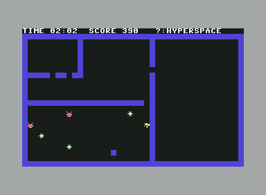 Zip (Commodore 64) screenshot: More aliens and mines appear.