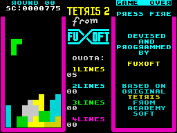 Tetris 2 (ZX Spectrum) screenshot: Round 00 - the first level is always very easy