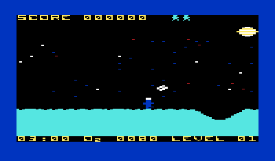 Crater Raider (VIC-20) screenshot: Meteors will fall and can prove fatal.