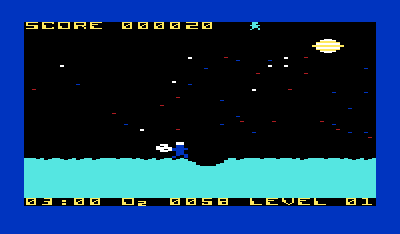 Crater Raider (VIC-20) screenshot: Caught between a meteor and a crater!