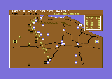 Tobruk: The Clash of Armour (Commodore 64) screenshot: I need to select my battle.