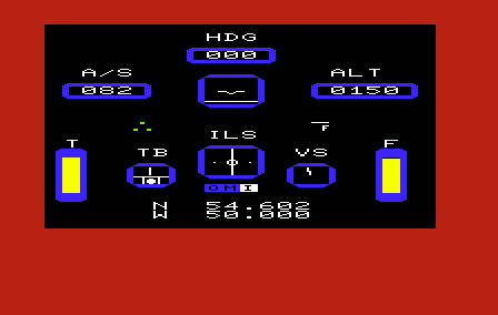 IFR (VIC-20) screenshot: You can tell the plane has taken off by the altitude indicator.