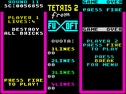Tetris 2 (ZX Spectrum) screenshot: Round 11 - 'Destroy All Bricks' is one of the objectives