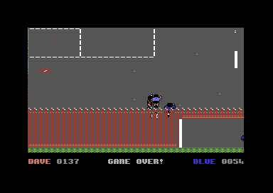 4 Soccer Simulators (Commodore 64) screenshot: Game over, Red wins.
