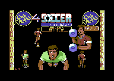 4 Soccer Simulators (Commodore 64) screenshot: Title screen for Soccer Skills