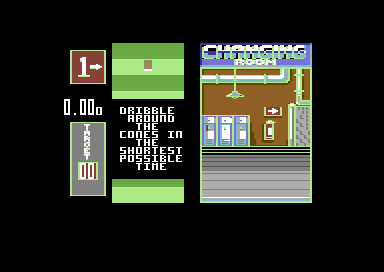 4 Soccer Simulators (Commodore 64) screenshot: Intro to the first skill, ball control.